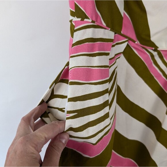 Trina Turk Dress Women's Size 4 Pink Olive White Abstract Cotton Sleeveless - Picture 3 of 11